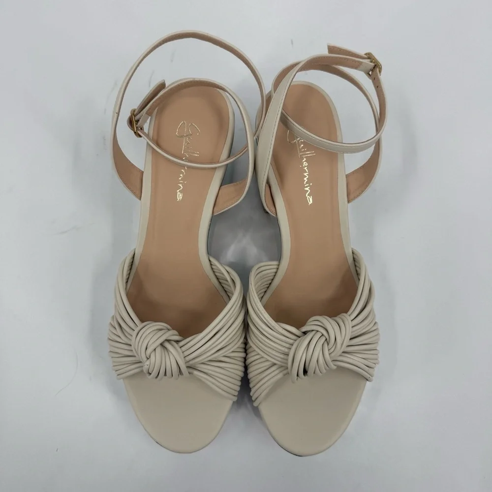 Anthropologie Guilhermina Knotted Platform Silver Mirror Heels Size 9